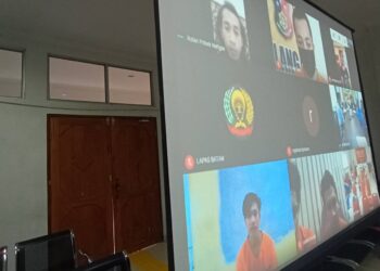 Persidangan virtual di Pengadilan Negeri Batam. (Foto: Joni Pandiangan)