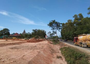 Lokasi penebangan pohon di sepanjang jalan South Link menuju Pura Amerta Agung Buana, Tiban Indah, Sekupang, Batam. (Foto: Arsip Tumbur Hutasoit)