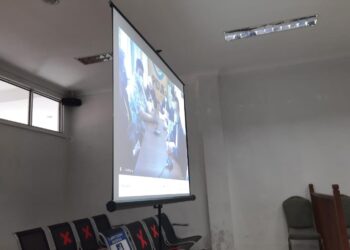 Suasana sidang virtual di Pengadilan Negeri Batam. (Foto: Muhamad Ishlahuddin)