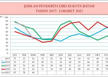 Statistik penderita DBD di Kota Batam tahun 2017- 21 Maret 2021. (Foto: Dinkes Batam)