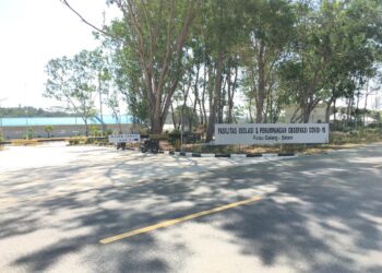 Pos 1 Rumah Sakit Khusus Infeksi (RSKI) Pulau Galang, Batam, Kepulauan Riau, yang tampak sepi dan minim aktivitas pasien atau petugas kesehatan. (Foto: Fathur Rohim)