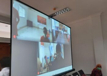 Suasana sidang via daring di pengadilan Negeri Batam. (Foto: Muhamad Ishlahuddin)