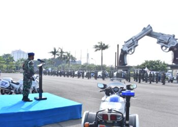 Apel khusus dipimpin langsung Komandan Puspomal Laksamana Muda TNI, Nazali Lempo, di Lapangan Hitam Mako Puspomal Kelapa Gading, Jakarta Utara. Senin, 3 Mei 2021. (Foto: Istimewa)
