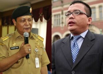 Denny Indrayana (kanan) dan Sahbirin Noor dua calon Gubernur Kalsel.