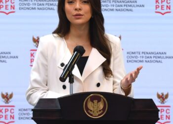 Juru Bicara Pemerintah bidang Covid 19, dr. Reisa Broto Asmoro, saat menyampaikan keterangan pers di Kantor Presiden, Rabu, 16 Juni 2021.