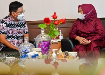 Wakil Gubernur Kepri, Marlin Agustina, saat menerima kunjungan Konjen Singapura di Batam, Mark Low, di Graha Kepri, Batam, Rabu, 25 Agustus 2021. (Foto: Ist)