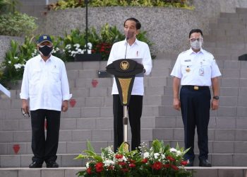 Presiden Joko Widodo saat meresmikan Rumah Susun (Rusun) Pasar Rumput di wilayah Kecamatan Setiabudi, Jakarta Selatan, Senin 20 September 2021.