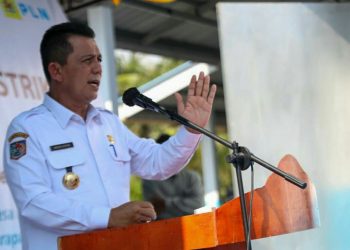 Gubernur Kepulauan Riau, Ansar Ahmad saat meresmikan listrik masuk desa di Anambas. (Foto: Humprov Kepri)