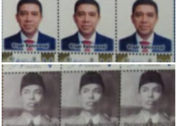 Dua Prangko masing-masing bergambar wajah Dubes RI untuk Ukraina, Prof. Dr. Yuddy Chrisnandi dan wajah Pahlawan Nasional Jenderal Sudirman diterbitkan di Kyiv Ukraina.