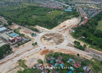Bundaran Basecamp sudah mulai terbentuk. (Foto: Dinas Kominfo Batam)
