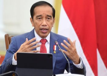 Presiden Jokowi menyampaikan paparan pada WEF secara virtual dari Istana Bogor, Kamis,  20 Januari 2022. (Foto: setneg.go.id)