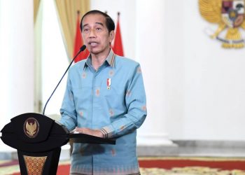 Presiden Jokowi saat menyampaikan sambutan secara vurtual pada acara Puncak Peringatan Hari Pers Nasional (HPN), dari Istana Kepresidenan Bogor, Rabu, 9 Februari 2022. (Foto: setneg.go.id)