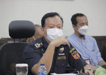 Kepala Bidang Pelayanan dan Fasilitas Pabean dan Cukai (PFPC) II, Dwi Jogyastara, dalam rapat dialog kinerja organisasi (DKO) pada 9 Februari 2022.