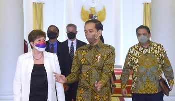 Managing Director IMF, Kristalina Georgieva bertemu Presiden Joko Widodo di Istana Bogor, Minggu, 17 Juli 2022. (Foto: Muchlis Jr - Biro Pers Sekretariat Presiden).