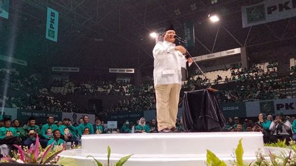 Ketua Umum Partai Gerindra , Prabowo Subianto berpidato pada acara PKB Road to Election di Tennis Indoor Senayan, Jakarta. (Foto: Ist./Nailin In Saroh).