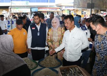 Wali Kota Batam, Muhammad Rudi (kemeja putih) saat meninjau harga sembako di Pasar MB2 Batam Kota, Jumat (30/12/2022) (Foto: Ist/ Diskominfo Batam).