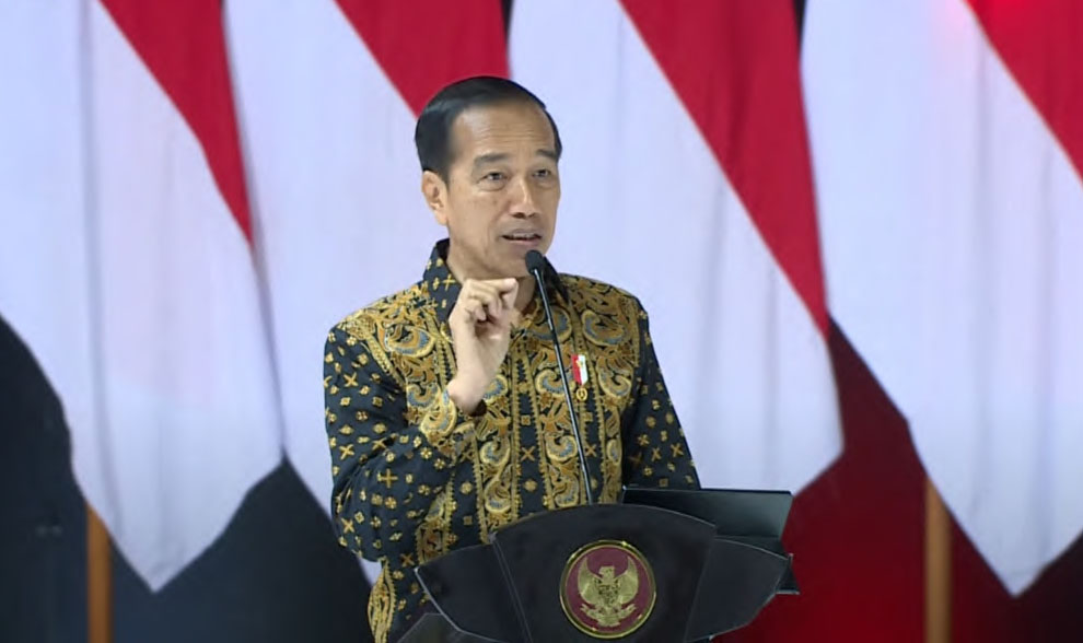 Presiden Jokowi dalam pidato Rakornas Kepala Daerah dan FKPD se-Indoensia, Selasa (17/01/2023). (Foto: via snipping YouTube Sekretariat Presiden).