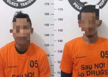 Dua tersangka kasus narkotika di Tanjungpinang, PN dan AN ditangkap Sat Resnarkoba Polresta Tanjungpinang, Senin (30/01/2023). (Foto: Ist/ Dok.Polresta Tanjungpinang).