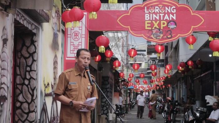 Kepala Dinas Kebudayaan dan Pariwisata (Disbudpar) Kota Tanjungpinang, Muhammad Nazri saat peresmian Lorong Bintan Expo 2023, beberapa waktu lalu. (Foto: Ist/ Disbudpar Tanjungpinang).