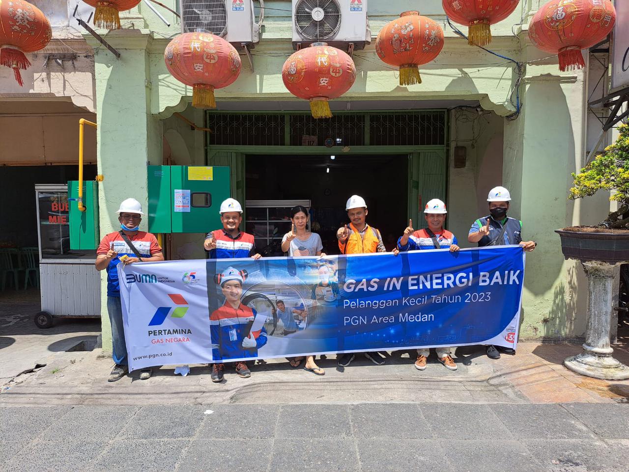 PT PGN Tbk area Medan usai melakukan gas in di salah satu rumah makan, yang berada di Jalan Dr Sutomo, Kelurahan Pakam Pekan, Kecamatan Lubuk Pakam, Deli Serdang. (Foto: Ist/ Dok.PGN).