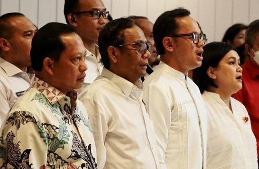 Peresmian GKI Yasmin oleh Menko Polhukam Mahfud MD, didampingi Mendagri Tito Karnavian, Wali Kota Bogor Bima Arya, Ketua Komnas HAM Atnike Nova Sigiro, Minggu (9/4/2023). (Foto: Ist/ CNN Indonesia).