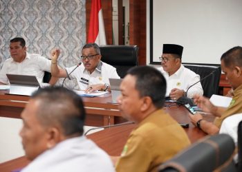 Sekretaris Daerah Kota Batam, Jefridin dalam Rakor Pusat dan Daerah Percepatan Peningkatan Penggunaan Produk Dalam Negeri (P3DN) pada Pengadaan Barang/Jasa Pemerintah, dari Kantor Wali Kota Batam, Selasa (11/4/2023). (Foto: Ist/ Diskominfo Batam).