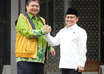 Ketua Umum DPP Partai Golkar Airlangga Hartarto (kiri) bersama Ketua Umum PKB Muhaimin Iskandar. (Foto: Ist/ golkarindonesia.com).