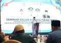 Sekda Kota Batam, Jefridin saat membuka seminar Peran Ormas dalam Pencegahan dan Pemberantasan Penyalahgunaan dan Peredaran Gelap Narkotika (P4GN) di Kota Batam, di Swiss-Belhotel, Harbourbay, Batuampar, Jumat, 23 Juni 2023. (Foto: Diskominfo Batam).