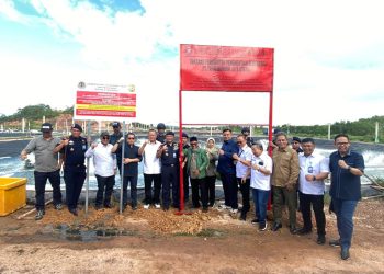 Ditjen Gakkum Kementerian Lingkungan Hidup dan Kehutanan (KLHK) melakukan penyegelan tambak PT TSJU di Kelurahan Rempang Cate, Kecamatan Galang, Kota Batam. (Foto: KLHK)
