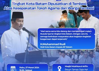 Peringatan acara malam Nuzulul Qur'an yang dihadiri oleh Wali kota Batam, Muhammad Rudi, Rabu, 27 Maret 2024. (Foto: Humas Diskominfo).