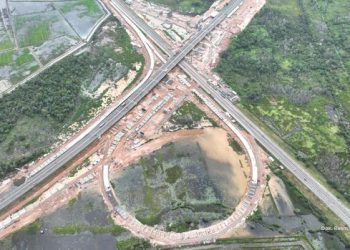 Pogress pembangunan Simpang Susun (Junction) Palembang. (Foto: Ist./Dok. Hutama Karya).