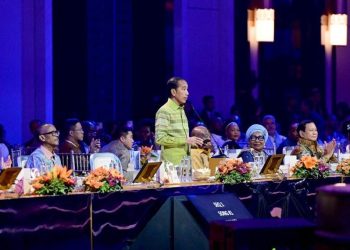 Presiden Joko Widodo sampaikan sambutan jamuan santap malam untuk para pemimpin dan delegasi Indonesia-Africa Forum (IAF) ke-2, di Intercontinental Bali Resort, Kabupaten Badung, Provinsi Bali, Minggu, 1 September 2024. (Foto: Ist./BPMI Setpres).