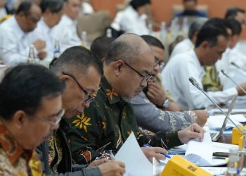Wakil Kepala BP Batam, Purwiyanto; Anggota Bidang Administrasi dan Keuangan, Alexander Zulkarnain; Anggota Bidang Kebijakan Strategis, Enoh Suharto Pranoto dan sejumlah pejabat eselon II menghadiri Rapat Dengar Pendapat (RDP) dengan Komisi VI DPR RI di Gedung Nusantara I, Jakarta, Senin, 2 September 2024