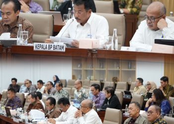 Kepala BP Batam, Muhammad Rudi melaporkan sejumlah pencapaian kinerja serta rencana pengembangan Batam ke depan di acara RDP dengan Komisi 6 DPR RI, Senin, 2 Desember 2024. (Foto: Humas BP).