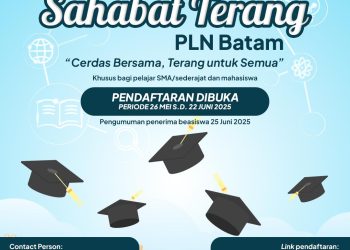 Banner program beasiswa dari PLN Batam untuk pelajar tingkat SMA/ sederajat serta mahasiswa di Batam. (Foto: Humas PLN Batam).