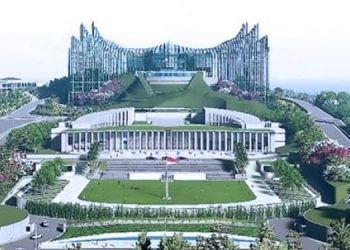 Istana Negara di Ibu Kota Negara Nusantara (IKN Nusantara), Kalimantan Timur, dibangun di dataran tertinggi dengan ketinggian 80 meter di atas permukaan laut. (Foto: Ist./dok Setkab RI).