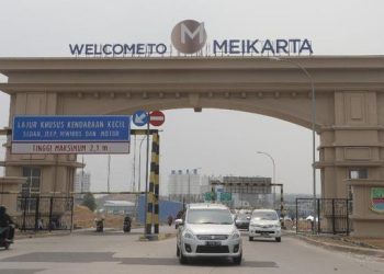 Gerbang masuk Proyek Meikarta di Cikarang Kabupaten Bekasi - Jawa Barat. (Foto: Ist./ cnbcindonesia.com).
