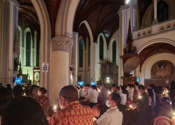 Suasana Misa Malam Paskah di Gereja Katedral Jakarta, Sabtu, 4 April 2026.(Foto: Ist./Dok Askara).