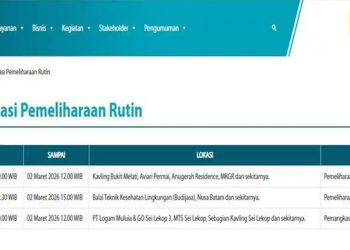 Jadwal pemeliharaan PLN Batam (Dok: PLN Batam)