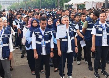 Sebanyak 300 Personel Gabungan yang disiapkan untuk Eksekusi Hotel Sultan diitandai dengan kenakan atribut seragam.(Foto: Ist./Dok. PPKGBK).