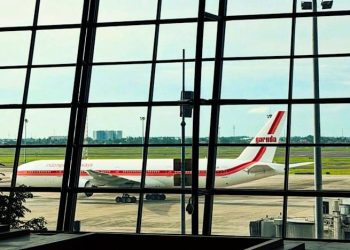 Pesawat Garuda Indonesia di landasan pacu Terminal 3 Bandara Internasional Soekarno-Hatta di Cengkareng, Banten pada 8 Februari 2026. (Foto: Ist./ cna.id).