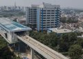 Foto udara proyek pembangunan stasiun Light Rail Transit (LRT) Jakarta Fase 1B Velodrome-Manggarai. (Foto: Ist./Fakhri Hermansyah).