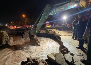 Kebocoran pipa air di Batamindo. (Foto: Humas BP).