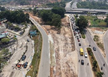 Progress pembangunan jalan fly over laluan Madani. (Foto: Humas BP).