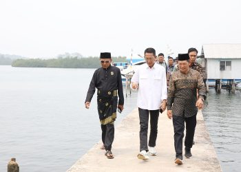 Wali Kota Batam, Amsakar Achmad turun langsung meninjau jembatan Bulang Kebam. (Foto: Diskominfo).